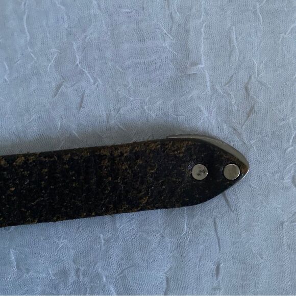 Macy's Leather Belt Vintage Brown Tooled Oiled Harness Leather Made in Italy 32" - Picture 12 of 15